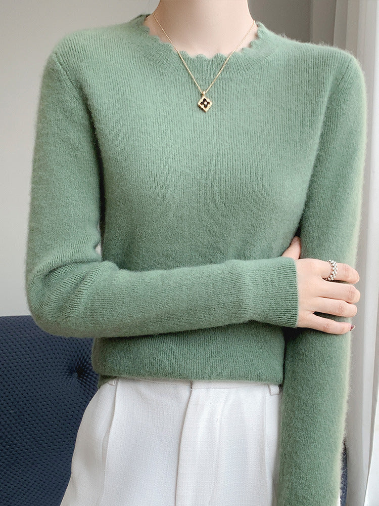 Damen Weicher Feinstrickpullover mit welligem Rundhalsausschnitt und kaschmirähnlicher Oberfläche Shop Nory