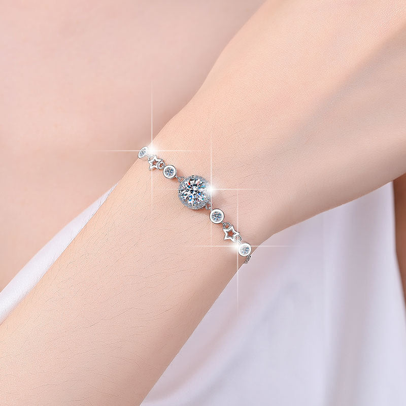 Damen zarte Armband mit funkelnden Sternen und Kristallen Shop Nory
