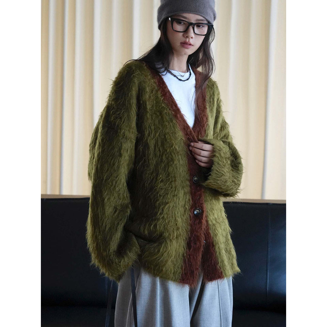 Damen Flauschiger Langhaar‑Strickcardigan mit Knopfleiste und Oversize‑Silhouette Shop Nory