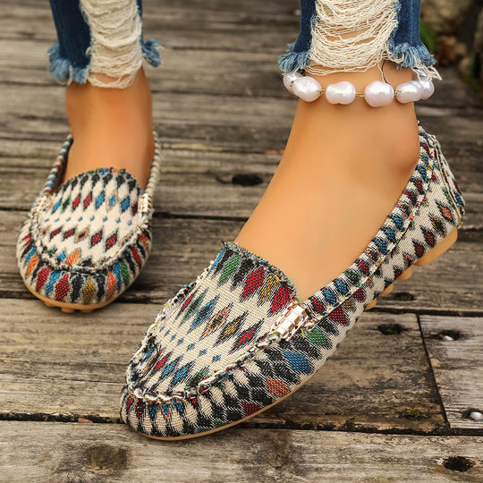 Damen Metallic Mokassin mit Noppenlaufsohle und Ziermetalldetail Shop Nory
