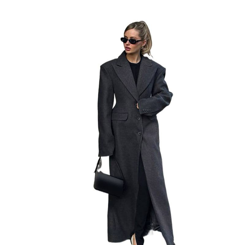 Damen Maxi-Wollmantel mit Oversized-Schnitt und strukturierter Schulterpartie Shop Nory
