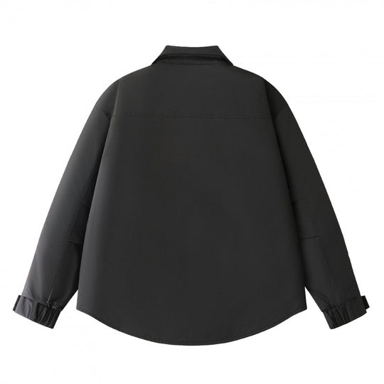 Herren Gepolsterte Hemdjacke mit abgerundetem Saum, Reißverschluss-Taschen und Druckknopf-Leiste Shop Nory