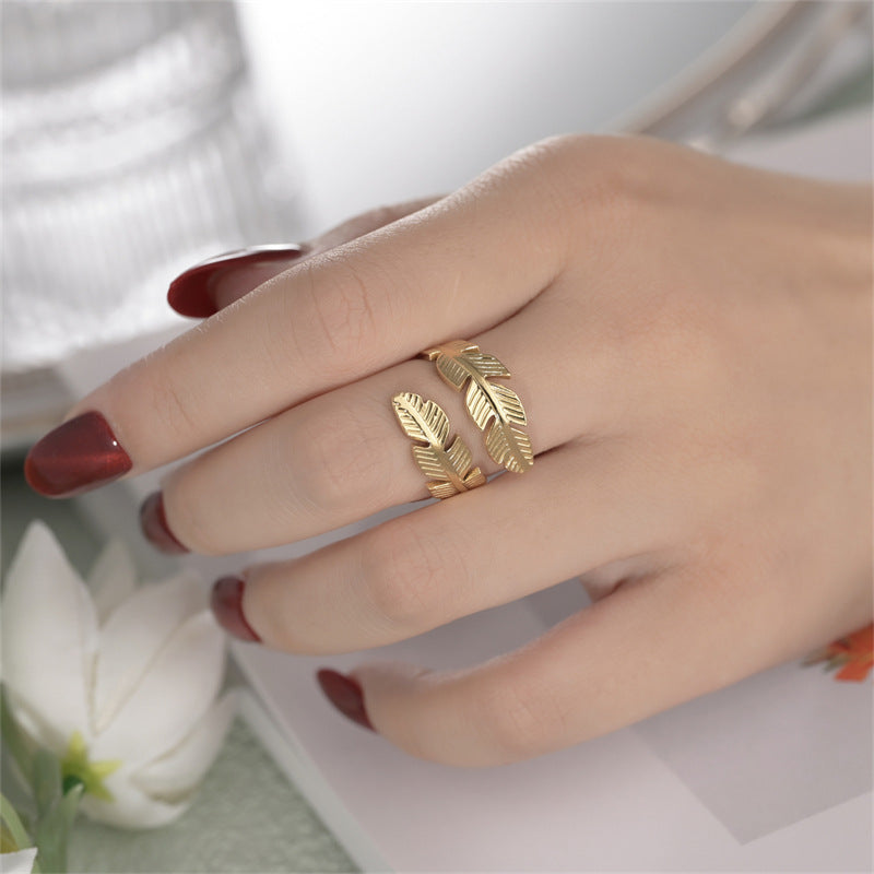 Damen Ring mit kunstvollem Blattdesign Shop Nory
