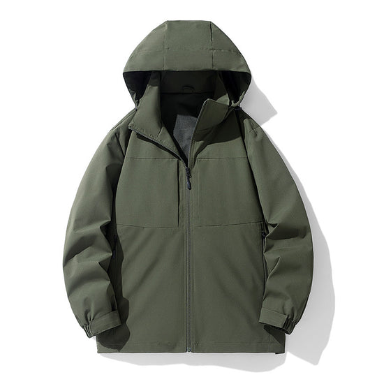 Herren Wasserabweisende Softshell-Outdoorjacke mit Kapuze, atmungsaktivem Netzfutter und verdecktem Reißverschluss Shop Nory
