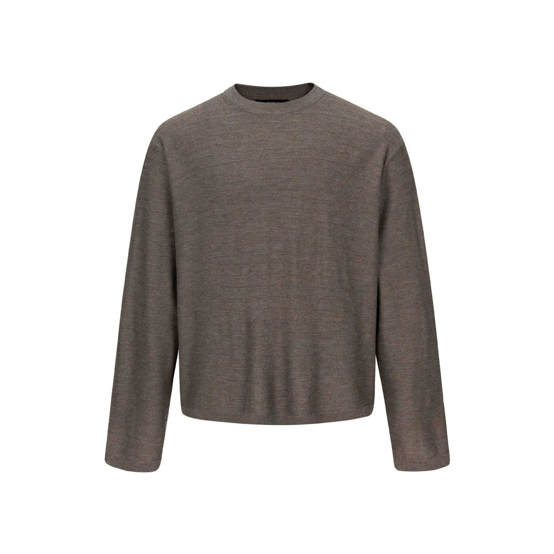 Unisex Feinstrick-Rundhalspullover mit feiner Längsstruktur und geradem Saum Shop Nory