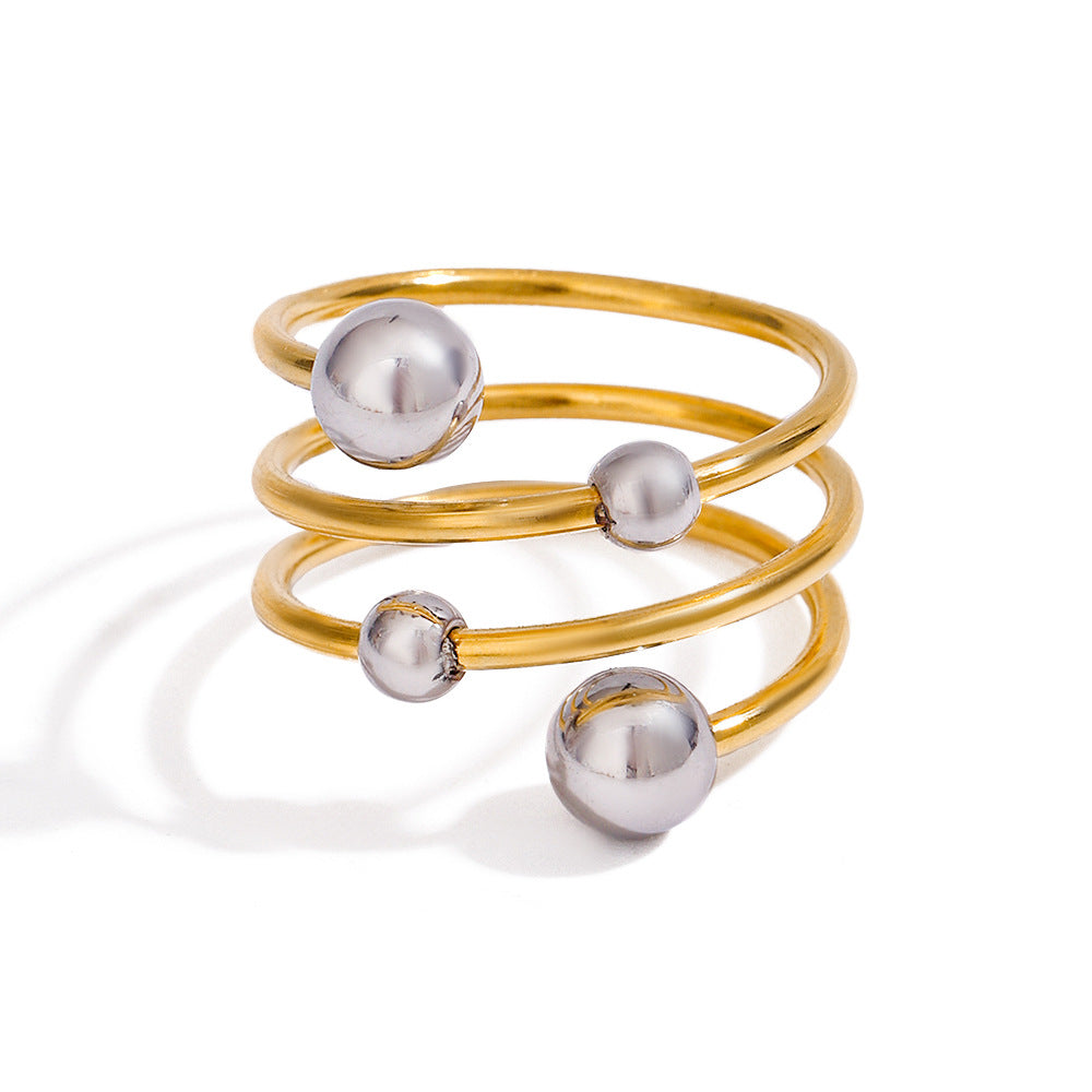 Damen Offener Ring mit elegantem, dreifachem Design aus hypoallergenem Edelstahl Shop Nory