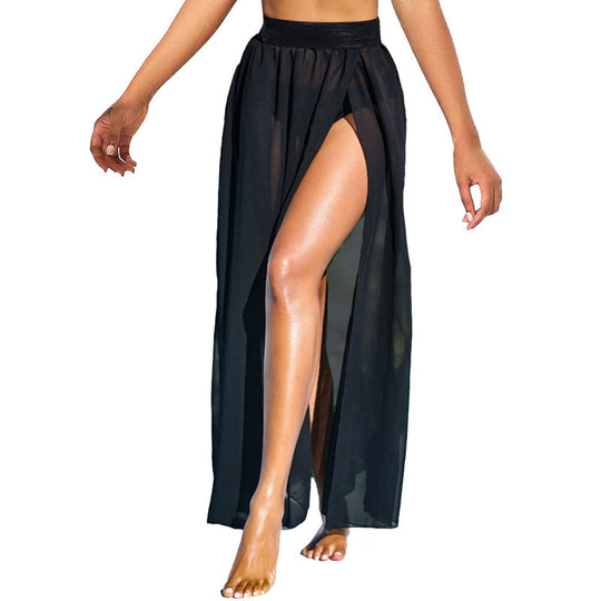 Damen Eleganter Wickelrock aus leichtem Chiffon mit hohem Schlitz