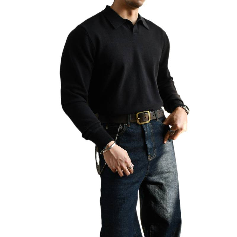 Unisex Oversized Polokragen-Feinstrickpullover mit weitem Schnitt Shop Nory