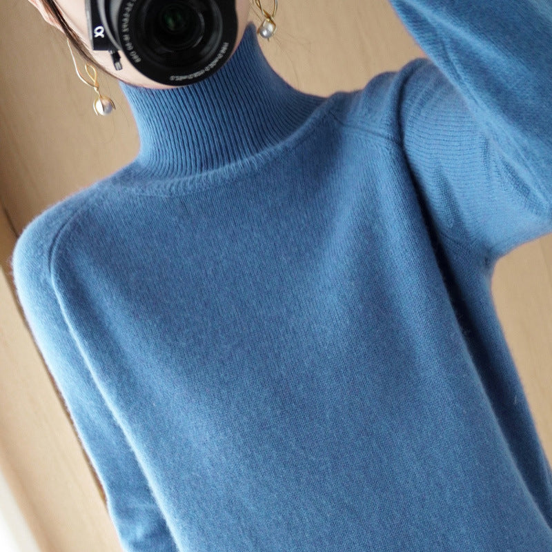 Damen Luxus-Feinstrick-Rollkragenpullover mit Daumenlochbündchen und femininer Schulterpasse Shop Nory
