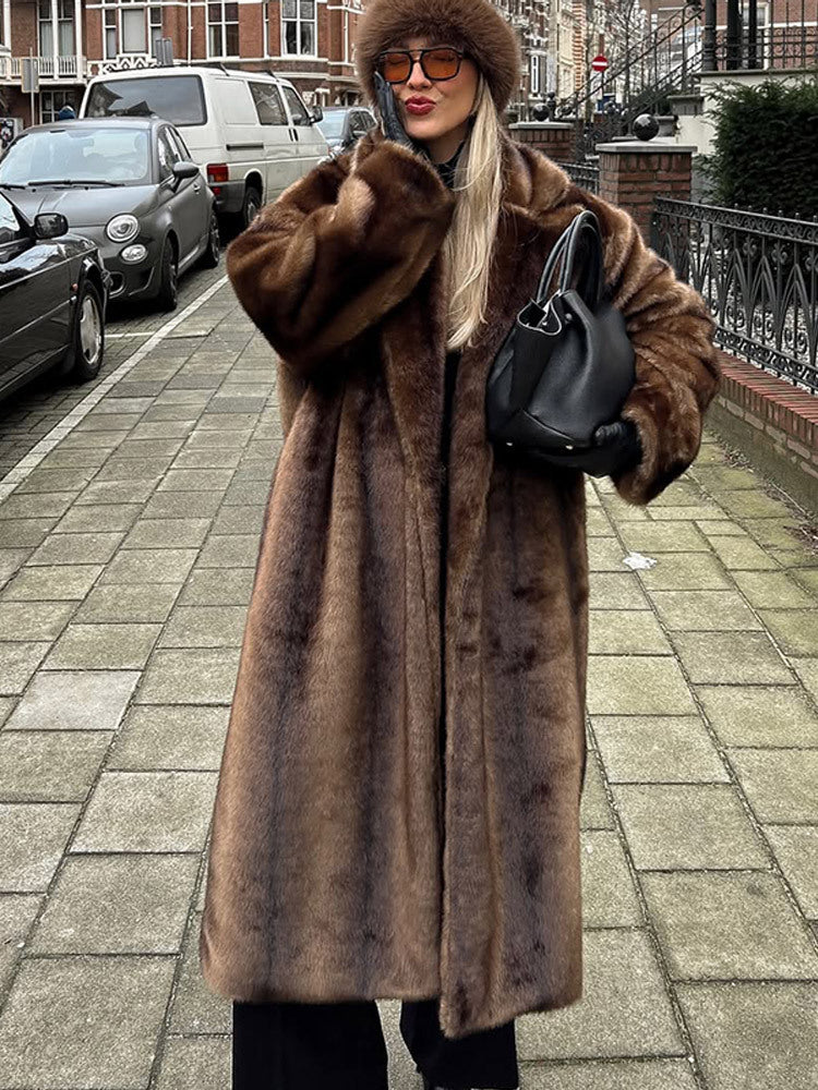 Damen Luxuriöser langer Kunstpelz-Mantel mit Oversize-Schnitt und wärmender Fütterung Shop Nory