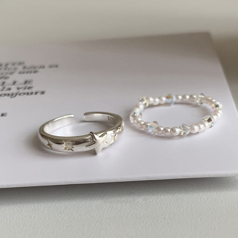 Damen Offener Ring mit funkelnden Sternmotiven Shop Nory