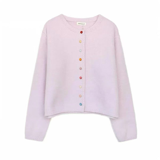 Damen Verspielte Strickjacke mit bunten Knöpfen Shop Nory