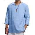 Herren Leichtes Leinenhemd mit V-Ausschnitt