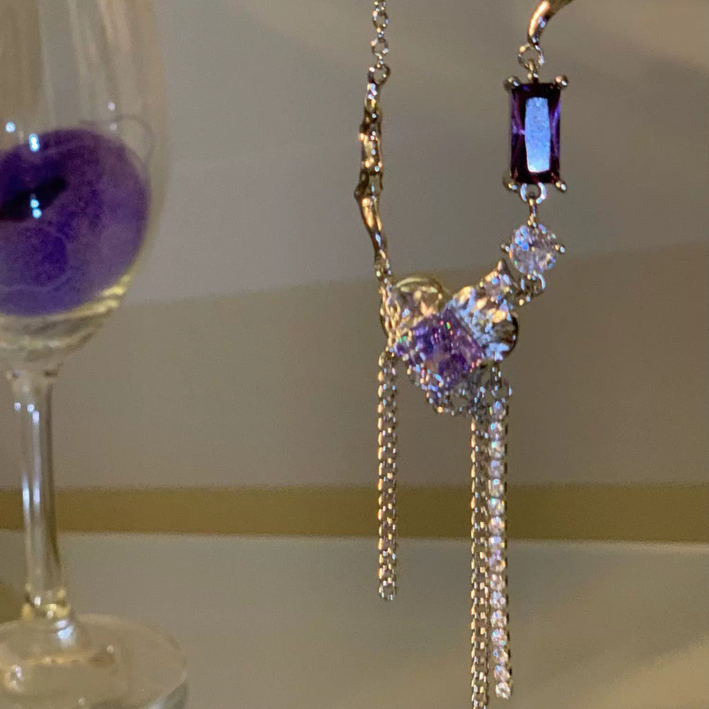 Damen Zarte Halskette mit funkelnden Kristallelementen Shop Nory