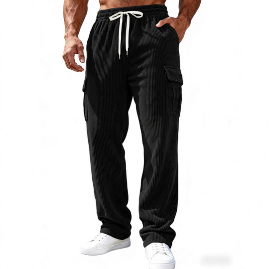 Herren Gerippte Cargo-Freizeithose mit Tunnelzug und Elastikbund Shop Nory