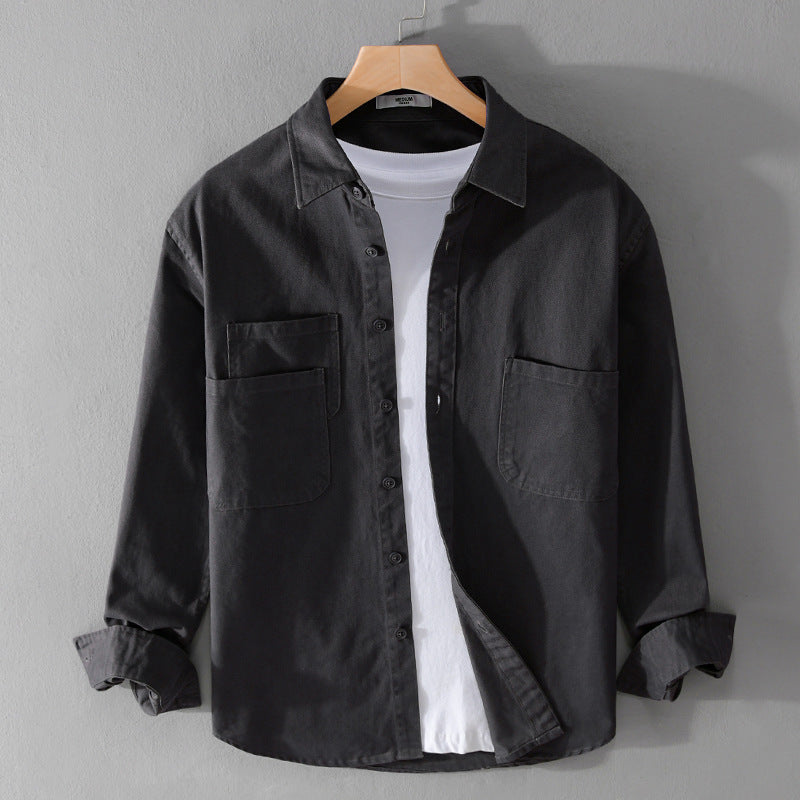Herren Utility-Overshirt aus Baumwoll-Twill mit doppelten Brusttaschen und legerem Schnitt Shop Nory