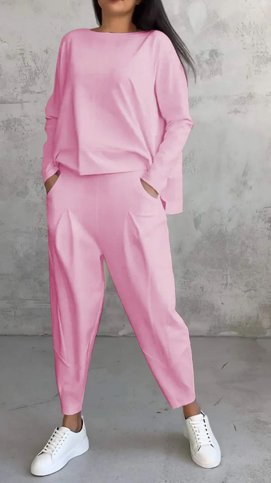 Jogginganzug Damen Lounge-Set mit weiten Ärmeln und Taschen