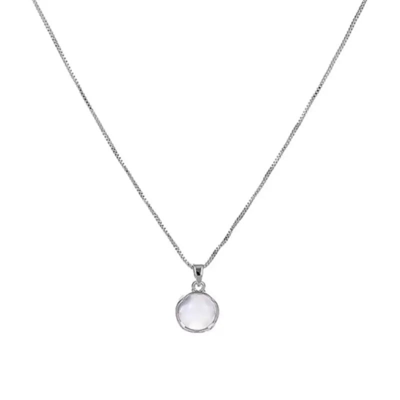 Damen Kette mit hochwertigem, rundem Anhänger aus klarem Kristall Shop Nory