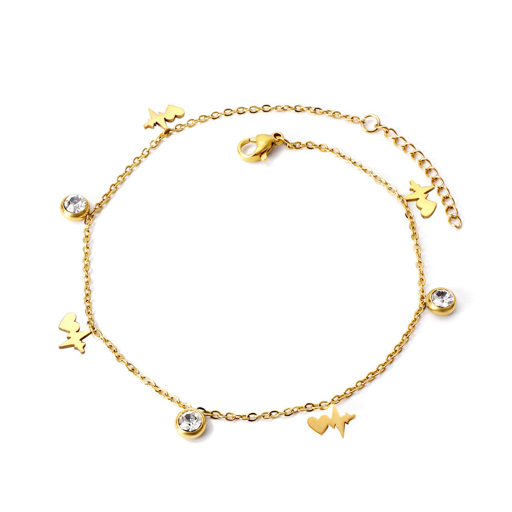 Damen Armband mit funkelnden Zirkonia und handgefertigten Anhängern Shop Nory