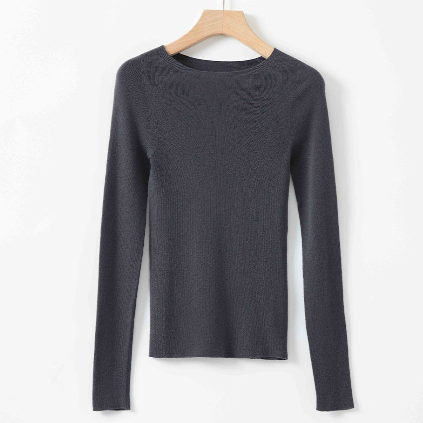 Damen Feiner Langarm-Feinstrickpullover mit U-Boot-Ausschnitt und figurbetonter Passform Shop Nory
