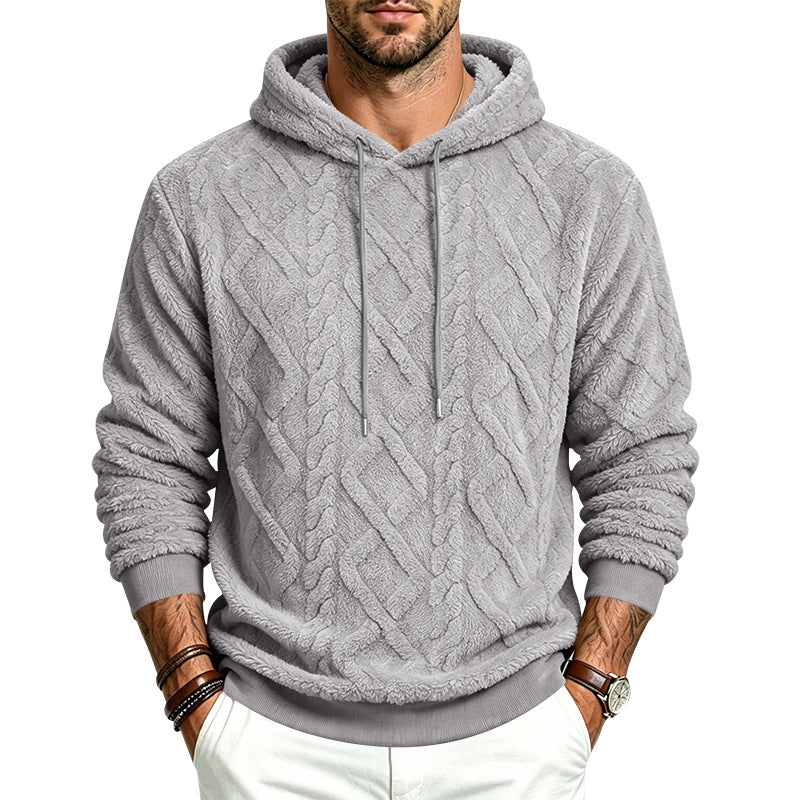 Herren Kuscheliger Sherpa-Kapuzenpullover mit Zopfstruktur und Rippbündchen Shop Nory