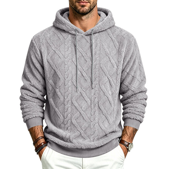 Herren Kuscheliger Sherpa-Kapuzenpullover mit Zopfstruktur und Rippbündchen Shop Nory