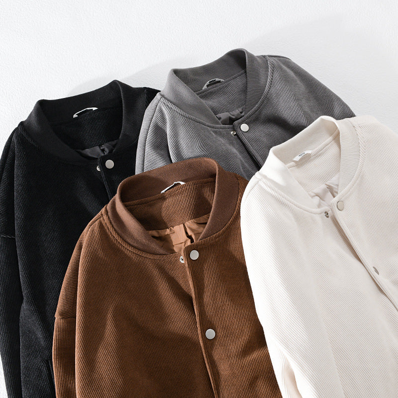 Herren Cord-Collegejacke mit Druckknopfleiste und Rippbündchen Shop Nory