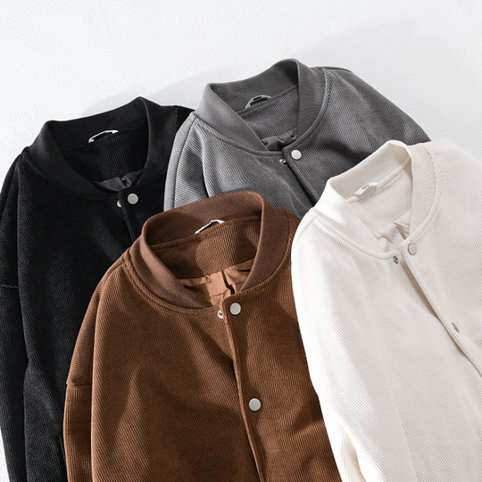 Herren Cord-Collegejacke mit Druckknopfleiste und Rippbündchen Shop Nory