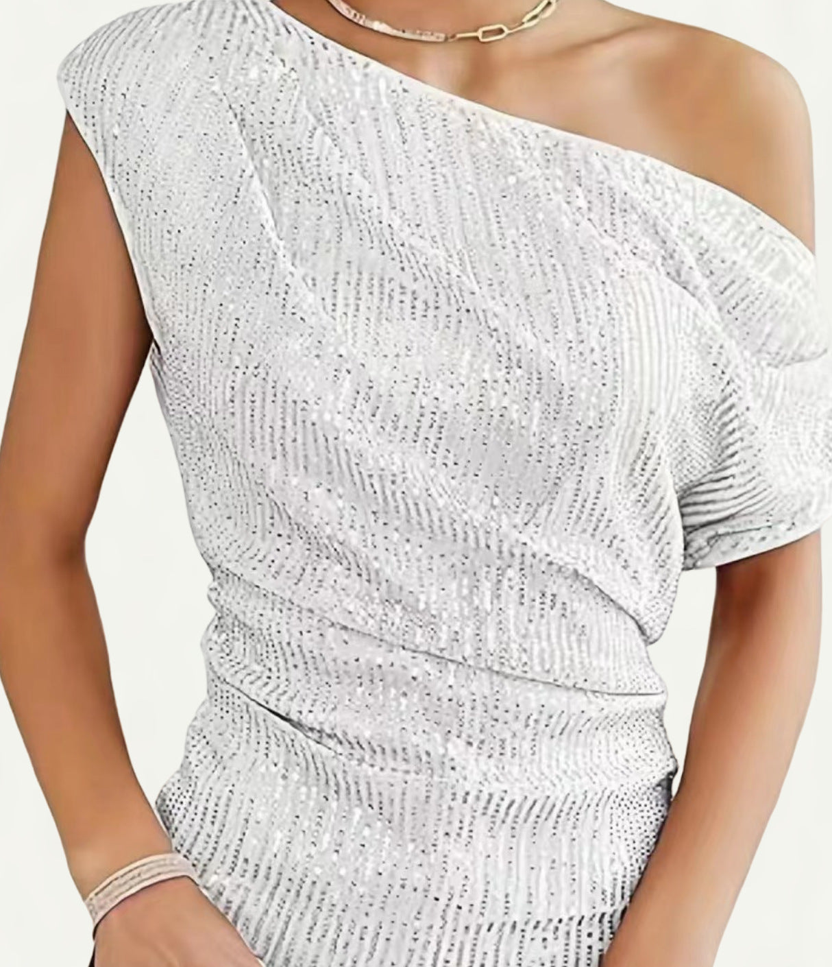 Damen Elegantes asymmetrisches Top mit Glitzerakzenten
