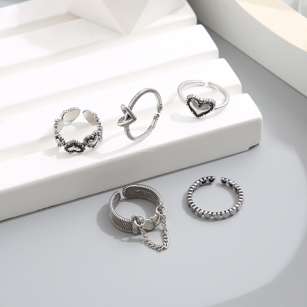 Damen Ring-Set mit filigranen und herzförmigen Designs Shop Nory