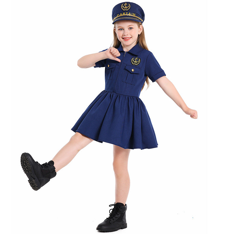 Mädchen Polizeikostüm mit Kleid und Mütze Shop Nory