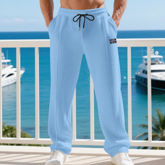 Herren Leichte Waffelstruktur-Loungehose mit elastischem Bund und Eingrifftaschen Shop Nory
