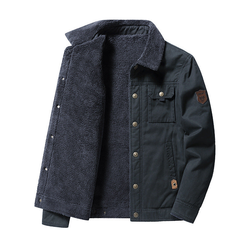 Herren Canvas-Trucker-Overshirt mit durchgehendem Teddyfleece-Innenfutter und Hemdkragen Shop Nory