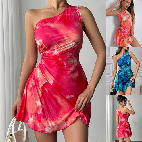 Damen asymmetrisches Cocktailkleid mit raffinierten Falten