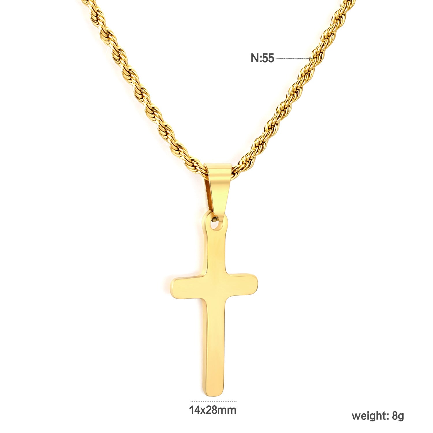 Damen Halskette mit trendigem Kreuzanhänger aus hochwertigem Edelstahl Shop Nory