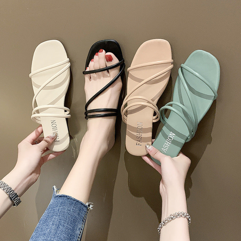 Damen trendige Minimalistische Riemchensandalen