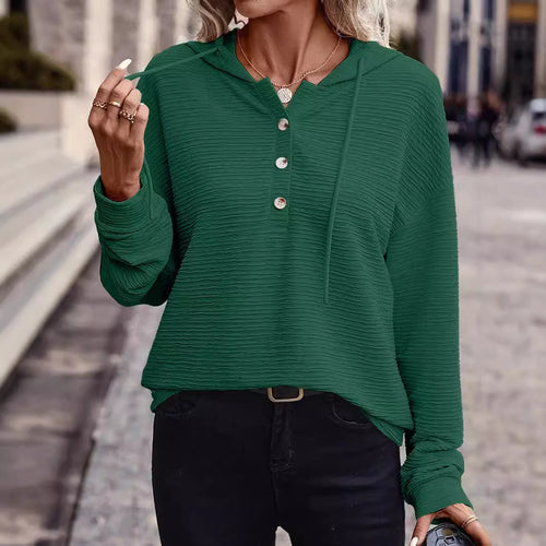 Damen Texturierter Kapuzenpullover mit Knopfleiste und Oversize-Schnitt Shop Nory