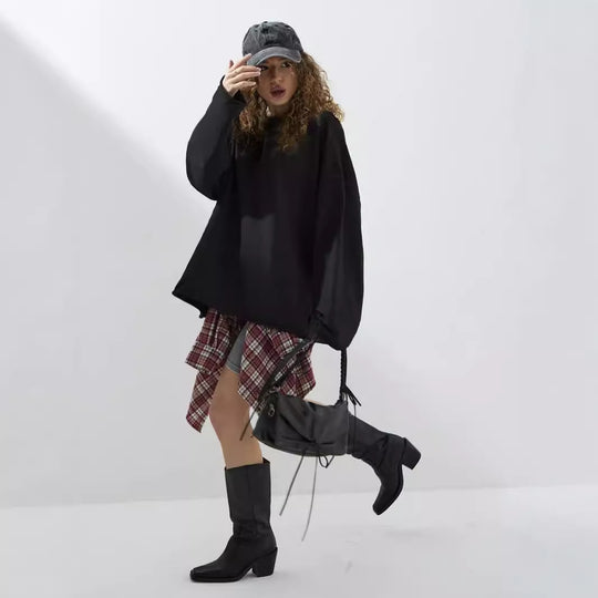 Damen weites Sweatshirt mit Rundhalsausschnitt und verlängertem Oversize-Schnitt Shop Nory