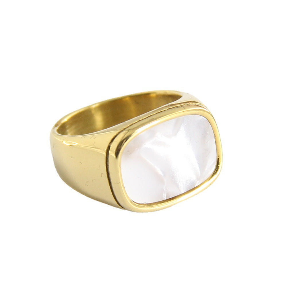 Damen Siegelring mit luxuriösem Perlmutt-Einsatz und elegantem goldfarbenem Finish Shop Nory