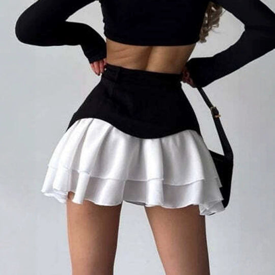 Damen Minirock mit hochtaillierter Korsettblende und mehrlagigem Volant Shop Nory