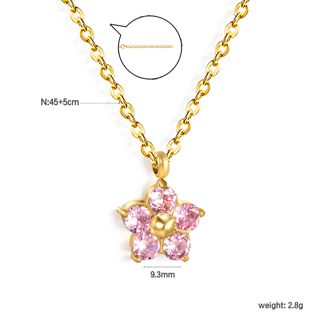 Damen Halskette mit hochwertigem Blumenanhänger und funkelnden Kristallen Shop Nory