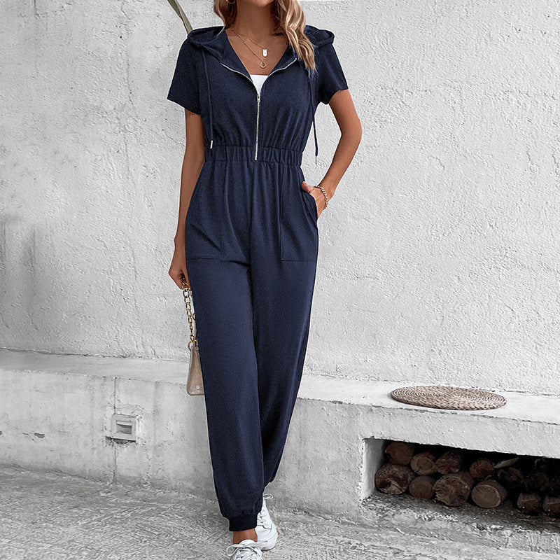 Damen Kapuzenoverall mit praktischem Reißverschluss und elastischem Bund