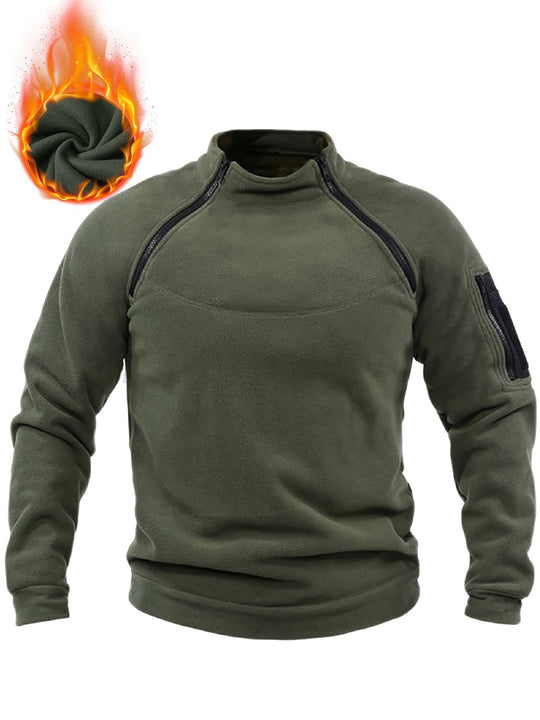 Herren Thermo-Fleecepullover mit Schulterreißverschlüssen, Stehkragen & Ärmel‑Utilitytasche Shop Nory