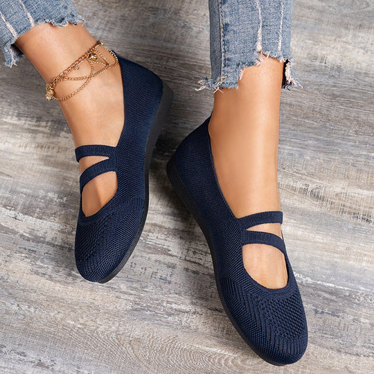 Flache Slipper mit Riemen Über Dem Spann und Flacher Sohle für Damen