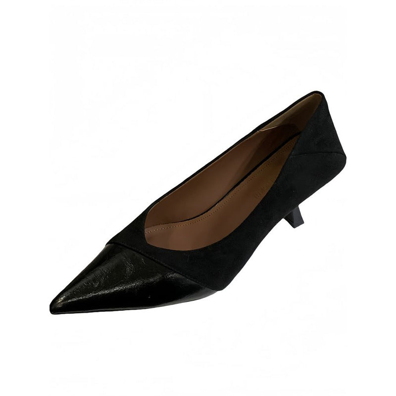 Damen Elegante spitz zulaufende Pumps aus Lack- und Veloursleder mit schmalem Absatz Shop Nory
