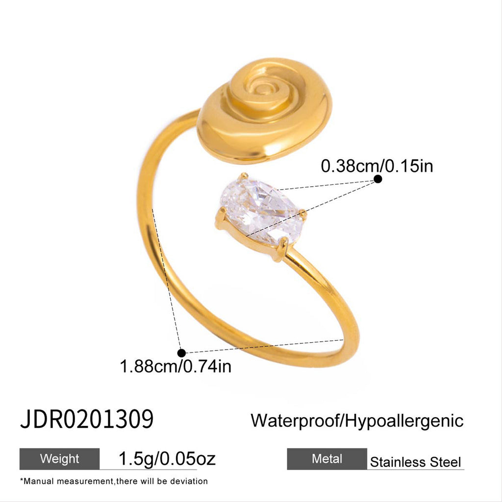 Damen Offener Ring mit spiralförmigem Design und strahlendem Zirkonia Shop Nory