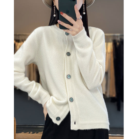 Damen Strukturierter Feinstrick-Cardigan mit kaschmirähnlicher Haptik, durchgehender Knopfleiste und kastiger Oversize‑Passform Shop Nory