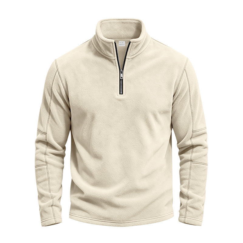 Herren Fleece-Pullover mit kurzem Reißverschluss und Stehkragen Shop Nory