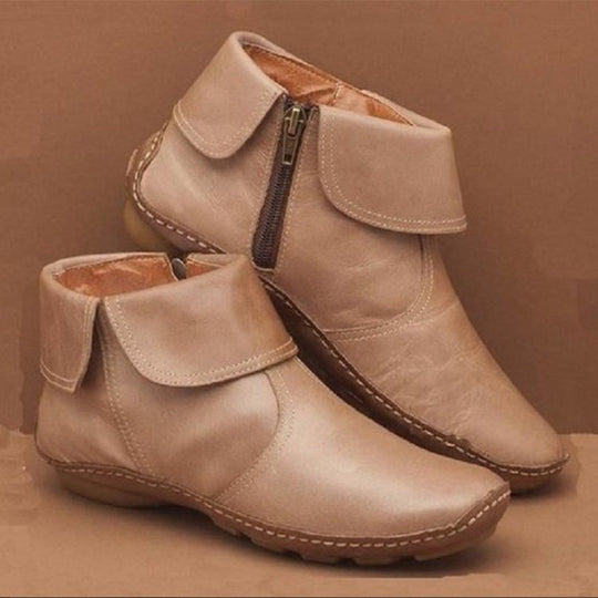 Damen Kurzstiefeletten mit umklappbarem Manschettenkragen und Seitenreißverschluss Shop Nory