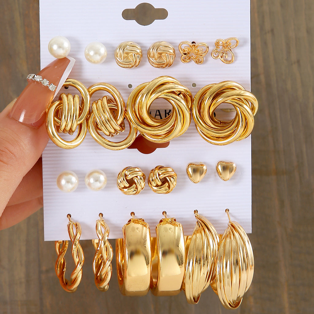 Damen Ohrringe-Set mit elegantem Knoten- und Perlendesign Shop Nory
